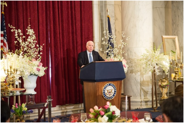 Senator John McCain, Chairman, Senate Armed Services Committee at Iranian New Year (Nowruz) Luncheon in Senate Kennedy Caucus Room, organized by Organization of Iranian American Communities-US (OIAC) on March 15, 2017.
