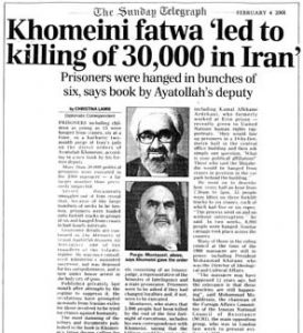 Khomeini Fatwa 'Led to Killing of 30,000 in Iran