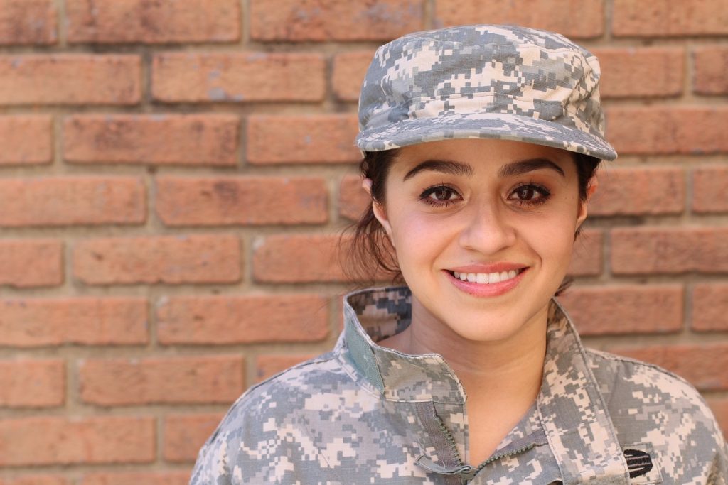 Iranian-American female in US army uniform