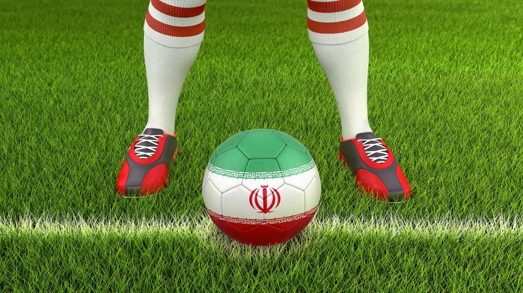 Soccer ball with Iranian flag