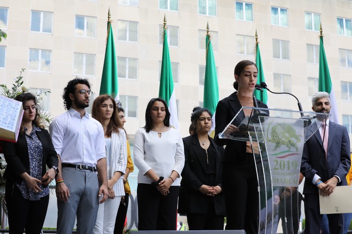 Solidarity March 2019 - Youth Rep. Speaking - Iranian American Communities Solidarity March with Iranian People for Regime Change - June 21, 2019 - Washington DC across DOS